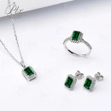 Jewelry Set Moissanite Jewelry Set Emerald-Cut It Includes Ring Necklace & Earrings Suitable for Weddings and Ideal As A Gift