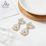 Moissanite Earrings Round+Pear Cut Four Colors D White Black Vivid Blue White/Yellow Gold Mixed Shape Studs Fine Jewelry Gift