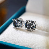 Moissanite Earrings 925 Sterling Silver Round Cut Salt and Pepper Fade-Resistant Daily Wear for Her Factory Direct