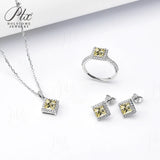 Jewelry Set Moissanite Jewelry Set Princess Cut It Includes Ring Necklace & Earrings Suitable for Weddings and Ideal As A Gift