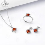 Jewelry Set Moissanite Jewelry Set Princess Cut It Includes Ring Necklace & Earrings Suitable for Weddings and Ideal As A Gift