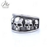 Men’s Punk Skull Rings Stainless Steel Multi-Style Hip-Hop Biker Fashion Jewelry Personality Rock Ring Party Charm Gift