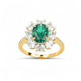 Flower Ring with 1.7-2.5CT Oval Lab Grown Ruby Sapphire Colombian Padparadscha 925 Silver Women Engagement Christmas Party Gift