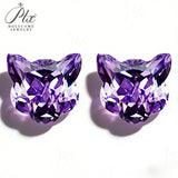 7x7mm Lucky Cat Cut Golden/White/Purple/Pink/Green/Ice Blue/Yellow Colors Cubic Zirconia Gemstones for Jewelry Making DIY Gift