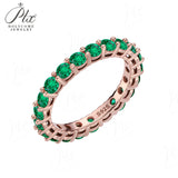 Gemstone & Moissanite  Pave Ring 925 Silver Dainty Colorful Band for Women Anniversary / Birthday Fine Jewelry Gift