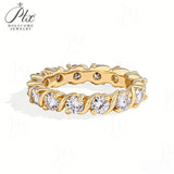 D Color 3.5mm Round Brilliant Moissanite Eternity Band VVS1 Clarity 925Silver White Yellow Rose Gold Circle Wedding Ring for Her