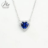 Lab Created Columbia Emerald Ruby Sapphire Padparadscha HeartCut Necklace White Gold Romantic Gemstone Fine Jewelry Gift for Her