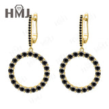 Hoop Earrings 2.6CT D White/Black/Champagne/Vivid blue Round Moissanite S925 Silver Plated for Fishion Party Gift Hypoallergenic