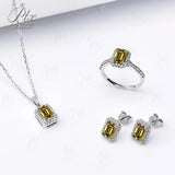 Jewelry Set Moissanite Jewelry Set Emerald-Cut It Includes Ring Necklace & Earrings Suitable for Weddings and Ideal As A Gift