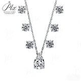 Moissanite Necklace 3CT Pear & Round Cut with 925 Sterling Silver Key Chain D Color VVS1 Clarity Perfect Birthday Gift