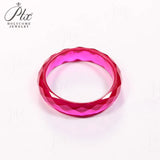 All Moissanite/Lab Grown Ruby Plain Band Ring Multiple Colors D White/Green/Champagne/Red Unisex Anniversary Birthday Present