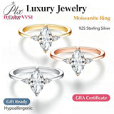 Moissanite Ring 925 Sterling Silver 1CT Marquise GRA Certified Fine Jewelry Hypoallergenic Office‑Ready Daily Wear Fine Jewelry