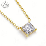 Moissanite Necklace 1CT Princess Cut Pendant S925 Sparkling Fine Jewelry Gift for Ladies Graduation Mother's Day Party