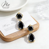 Moissanite Earrings Round+Pear Cut Four Colors D White Black Vivid Blue White/Yellow Gold Mixed Shape Studs Fine Jewelry Gift