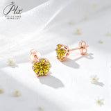 1ct Moissanite Earrings Excellent Round Cut Multi‑Color VVS1 925 Sterling Silver GRA Certified Hypoallergenic Commute‑Friendly