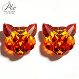 7x7mm Lucky Cat Cut Golden/White/Purple/Pink/Green/Ice Blue/Yellow Colors Cubic Zirconia Gemstones for Jewelry Making DIY Gift