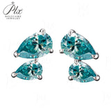 Total 3ct Moissanite Earrings Pear Cut D Color VVS1 925 Sterling Silver GRA Certified Hypoallergenic Non‑Fading Office Wear
