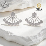 Moissanite Stud Earrings Geometric Vintage Fan Shape Hexagon D Color VVS1 925 Sterling Silver Women Wedding Fine Jewelry Gift