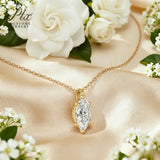 Moissanite Pendant Six Claw Marquise Necklace White Yellow Rose Gold Options Sparkling Fine Jewelry Special Occasion Gift