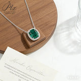 Lab-Grown Colombian Emerald Ruby and Sapphire Necklace with Cushion-Cut 925 Sterling Silver Vibrant Pendants Stackable Exquisite Jewelry for Women