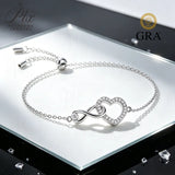 3mm Moissanite Heart Bracelet GRA Certified 925 Sterling Silver Hypoallergenic Daily Versatile Niche Light Luxury Women Wrist Chain