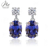 Moissanite Earrings 925 Sterling Silver D Color Oval Cut Ruby/Sapphire/Columbia Premium Jewelry Gifts for Anniversarie Birthdays
