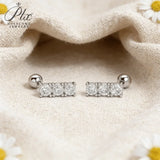 Moissanite 3-Stone Straight Row Earrings Round D With GRA 925 Sterling Silver Chic Fine Jewelry Gift for Mother's Day