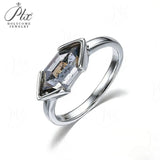 Engagement Ring Salt and Pepper Moissanite Diamond Pear Cut 925 Sterling Silver Plated with 18k Gold Wedding Jewelry Vintage