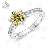 Moissanite Ring 6 Claws Silver Ring 12 Colors Round 1CT 925 Sterling Sliver Fine Jewelry Birth Stones Wedding Gift Jewel Ring