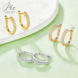 1.98g 2.2MM D Color Double Row Moissanite Earring 925 Sterling Sliver Plated White/Rose Gold Hoop Earrings Women Wedding Jewelry