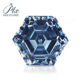 Top Quality GRA Certificated Vivid Blue VVS1 Hexagon Cut Step Cut Moissanite Diamond Test Positive Moissanite Factory OEM ODM