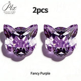 7x7mm Lucky Cat Cut Golden/White/Purple/Pink/Green/Ice Blue/Yellow Colors Cubic Zirconia Gemstones for Jewelry Making DIY Gift