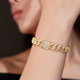 Single Row Double Row Triple Row Moissanite Cuban Link Bracelet 925 Silver Round Cut D Color Suitable for Women Man  Engagement