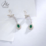4X6mm Lab Grown Gemstone Earrings Ruby Sapphire Colombia S925 Butterfly Long Earring for Women Fashionable Christmas Party Daily