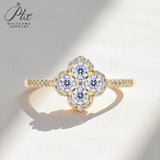Elegant D VVS1 Color 100% S925 Sterling Silver Moissanite Diamond Ring for Women Engagement Wedding Fine Jewelry Holiday Gifts
