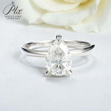 Moissanite Ring with 2CT D Color VVS1 Pear Moissanite S925 10k 14k 18k Plated White Yellow Rose Gold Daily Charm Party Jewely