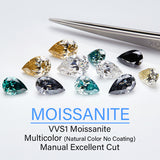 Multicolor Pear Shape Moissanite Diamond Wholesale Loose Stones Lab Grown for Gemstone Charms Engagement Jewelry GRA Certificate