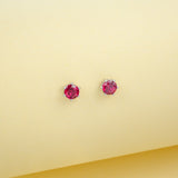 Round Colored Gemstones Earrings with Ruby Sapphire Colombia Padparadscha Paraiba S925 Four-claw Six-claw Design Fishion Gift