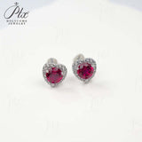 Lab Grown Gemstone Earrings Round/Heart/Heart/Pear Cuts Ruby/Sapphire 925 Silver Hypoallergenic Factory Direct Sales
