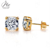 Classic Double Four Prong Round Moissanite Stud Earrings Women Only Gifts For Festivals And Anniversaries