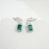 Emerald Cut 2.7-4CT Custom Earrings for Women Lab Grown Gemstones Ruby/Sapphire/Padparadscha Hypoallergenic Christmas Gift