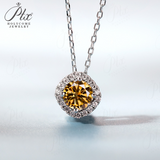 Moissanite Square-shaped Necklace Pendant Multicolor S925 Sterling Silver Gemstone Jewelry Women Wedding Anniversary Gift Party