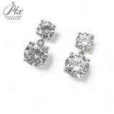 Earrings with 5.6/10CT D Color Round Moissanite 925 Silver Plated White Yellow Gold Ear Stud for Women Fashion Daily Jewely Gift
