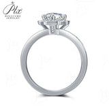 Flower Round Shape Moissanite Halo Half-Eternity Ring Women Only Gifts For Festivals And Anniversaries