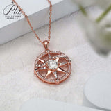 925 Sterling Silver Gold-Plated Octagonal Star Compass Pendant Necklace with D/VVS1 Grade Moissanite Exquisite Women's Jewelry