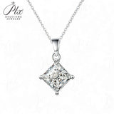 Princess Cut Classic Necklace 1/2/3CT D Color Moissanite S925 Plated White Yellow Rose Gold Chain for Engagement Chrisrmas Charm