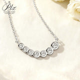 Seven-Round Bezel-Set Necklace with D Color Round Moissanite S925 Plated White Yellow Rose Gold Chain Engagement Chrisrmas Daily