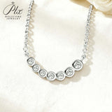 Seven-Round Bezel-Set Necklace with D Color Round Moissanite S925 Plated White Yellow Rose Gold Chain Engagement Chrisrmas Daily