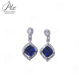 Lab Grown Gemstone Earrings 1.8-2.7CT Chubby Square Ruby Sapphire Colombia Side Moisanite S925 for Women Engagement Christmas