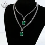 Elegant 925 Sterling Silver Crystal Necklace with Pear/Emerald/Round/Radiant Pendant Luxury Sparkling Jewelry for Weddings Parties and Special Events